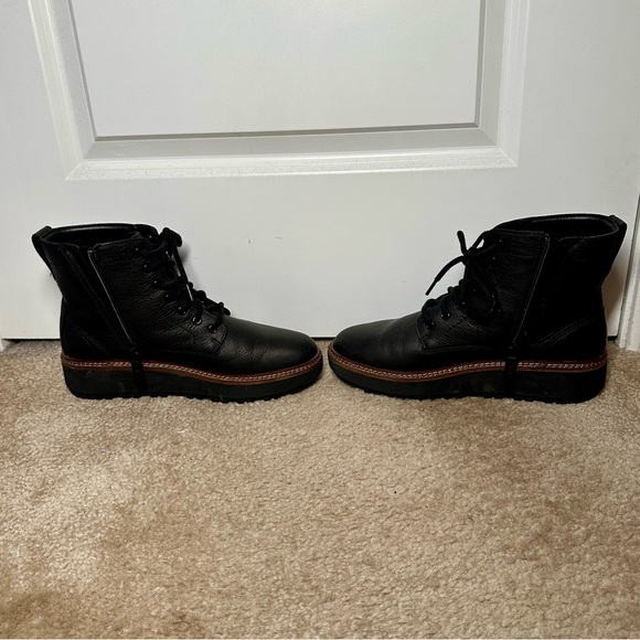 Clarks Orianna Lace Leather Combat Boot, Black Leather, Sz 10 - Picture 4 of 7